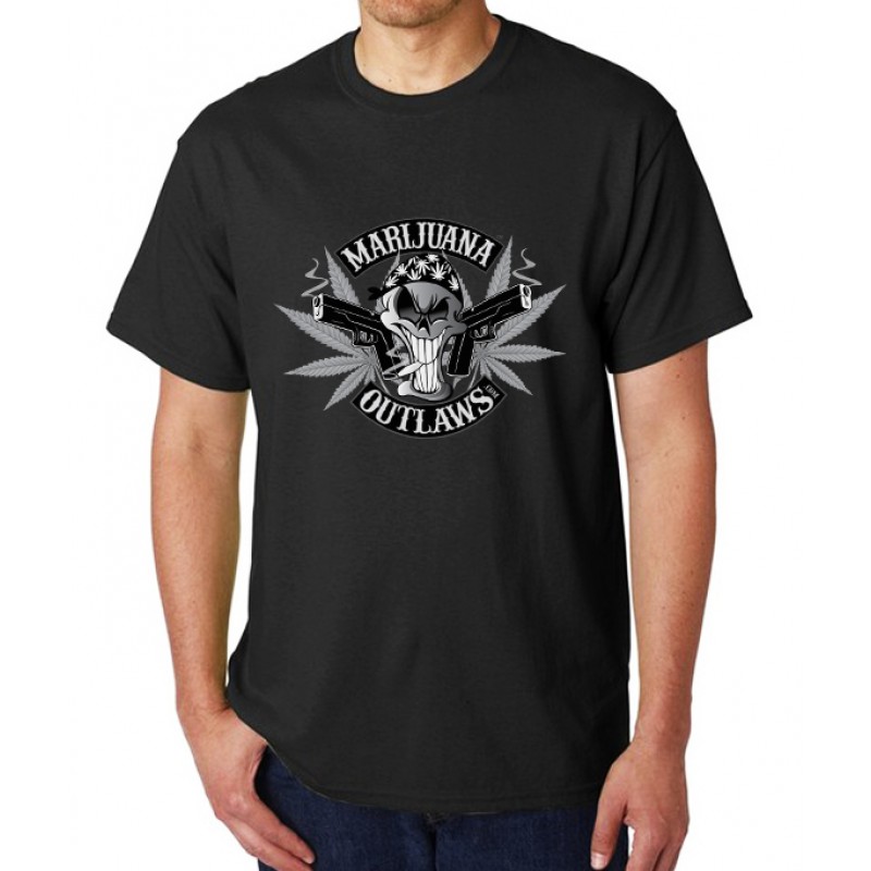Marijuana Outlaws - Greyscale Logo T-Shirt - Black